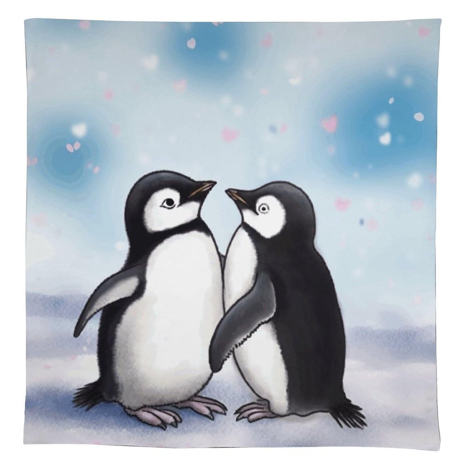 Nappe lin inscription Penguins pour décoration table de Noël