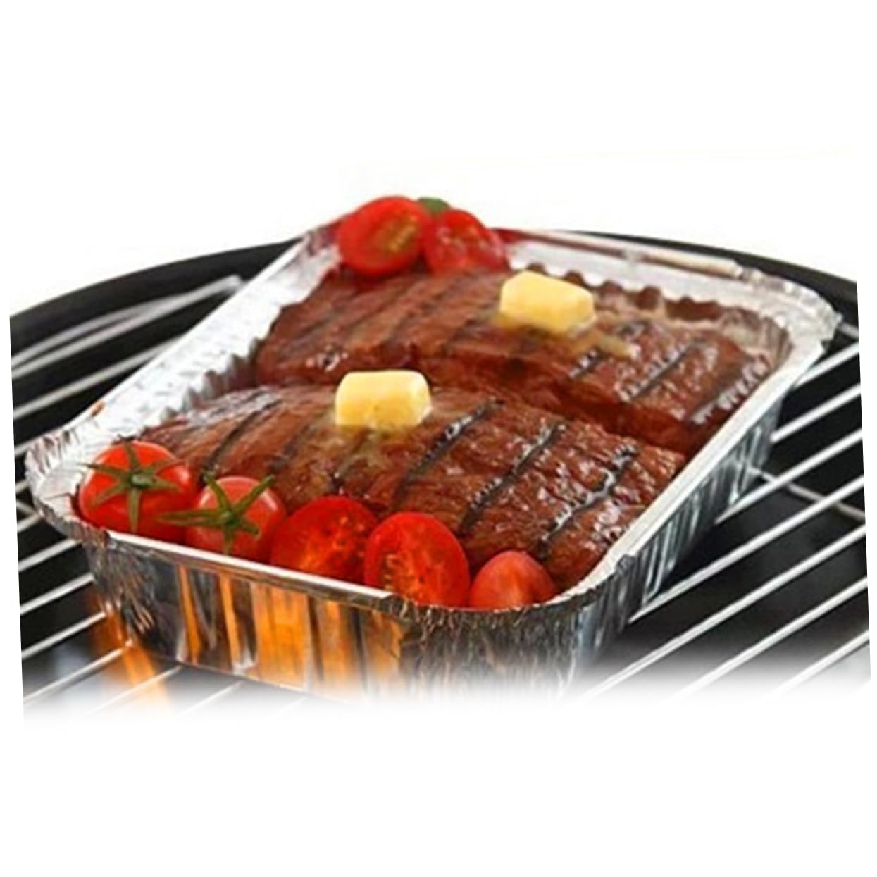 Vassoio in Stagnola per Barbecue USA e Getta, Set da 10 | Alluminio Argentato, Raccolta Grasso e Manutenzione Griglia, Formato Pratico per Sostituzione