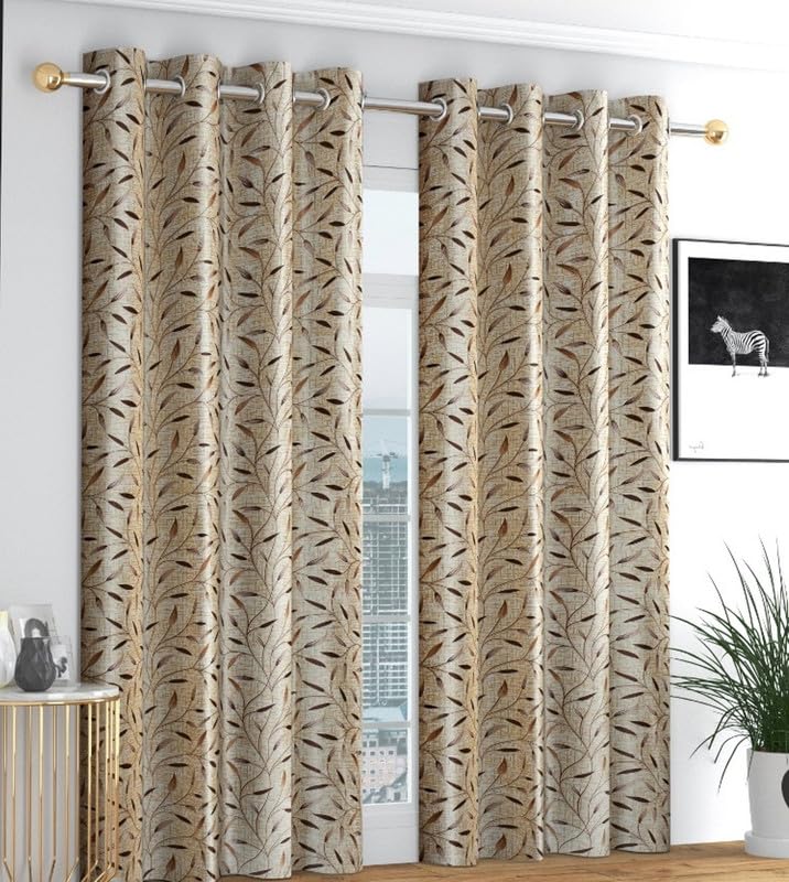 RED RIBBON DECOR Polyester Leaves Printed Room Darkening Window Eyelet Curtain Fancy Frill Parda for Drawing Room, Living Room/Bedroom, Grey_5 Feet, Single Piece (B0CQGFRKH4) Amazon Price History, Amazon Price Tracker