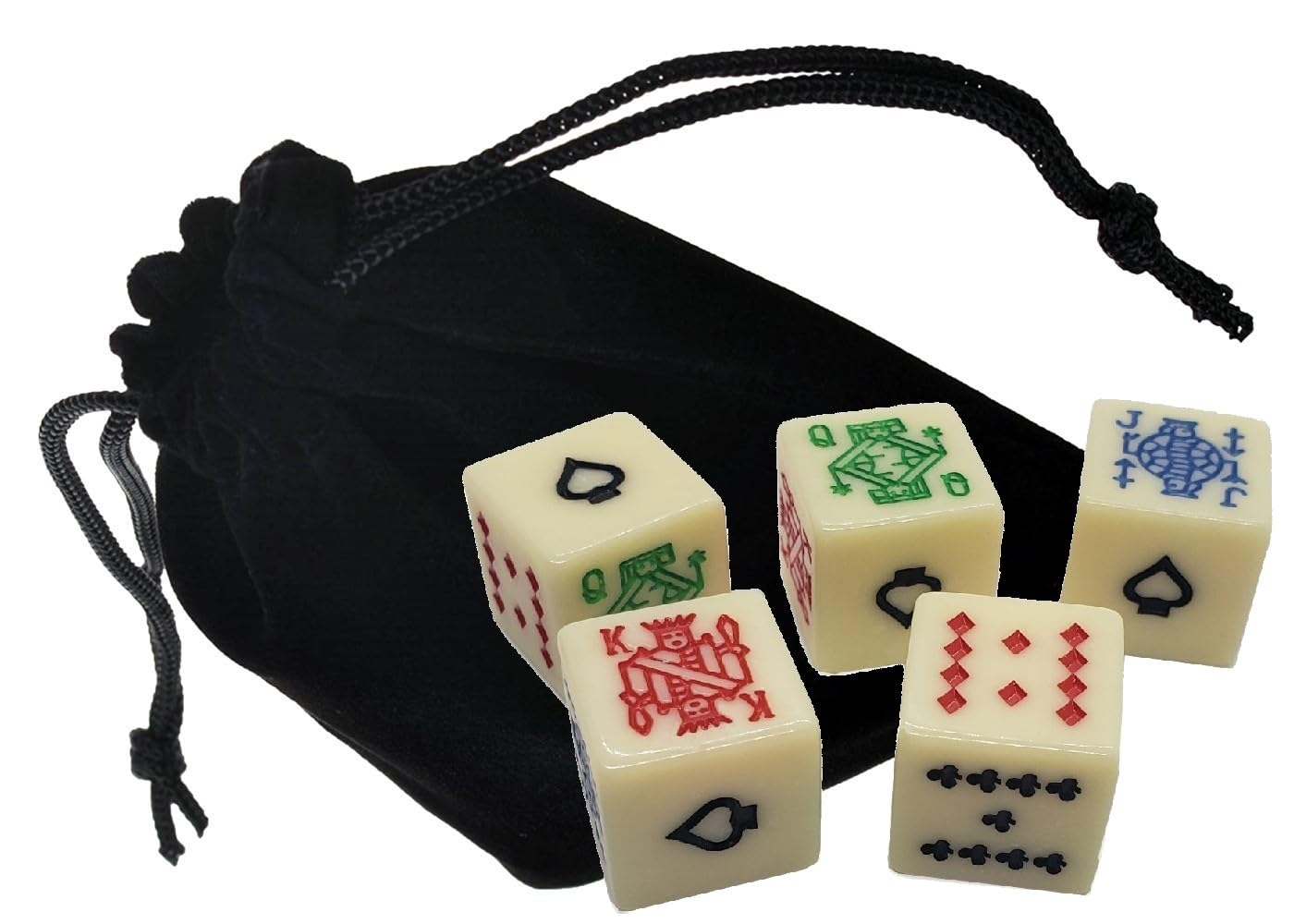 Lot de 2 gobelets à dés en cuir PU noir avec 16 mm de couleur ivoire et pochette de rangement