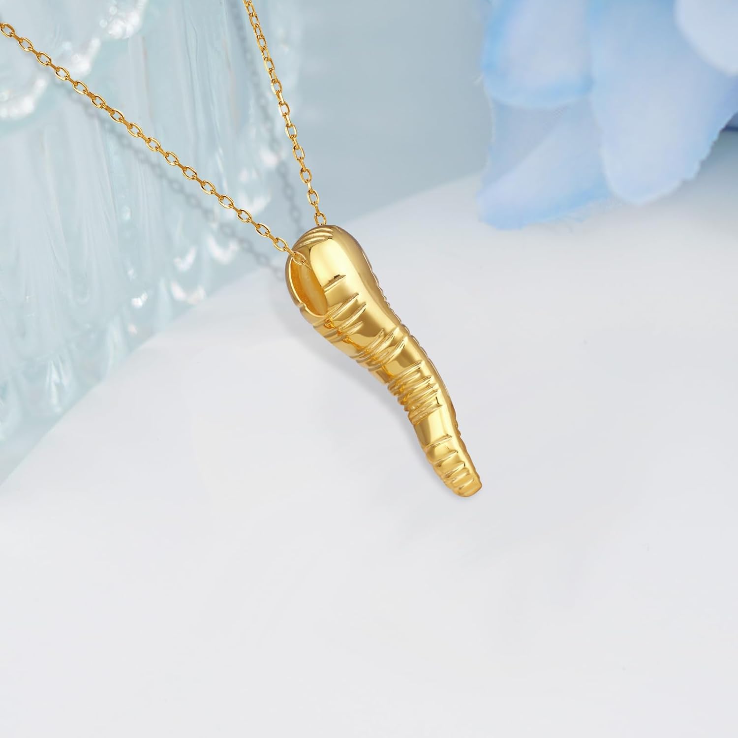 Gold Italian Horn Necklace 925 Sterling Silver Bubble Cornicello Pendant Necklace Italian Horn Jewelry Gifts for Women - Image 3