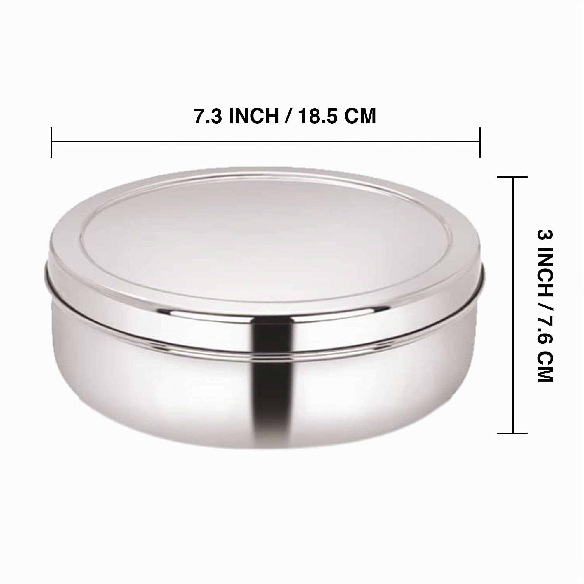 KSJONE Boîte à épices à double couvercle Masala Dabba avec 7 compartiments et 7 cuillères, boîte à épices, boîte à épices indienne avec couvercle transparent, 18,5 cm