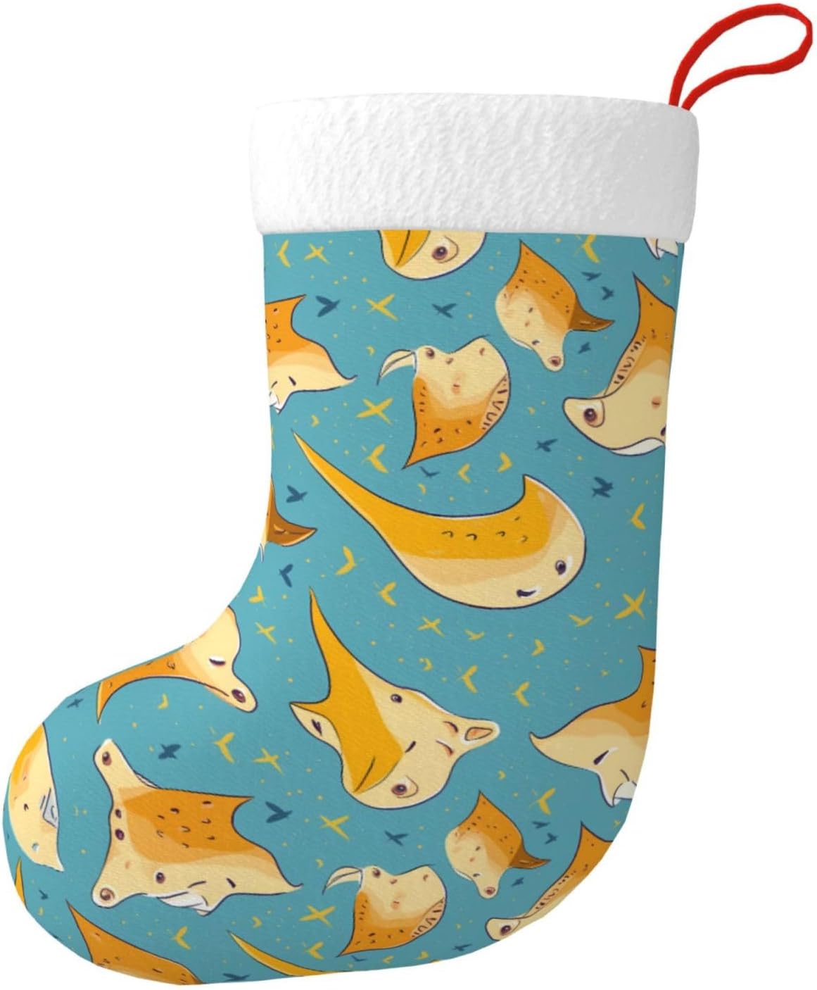 sea animals stingrays Printed Christmas Decorative Socks for storing gift cards, candy, small toys