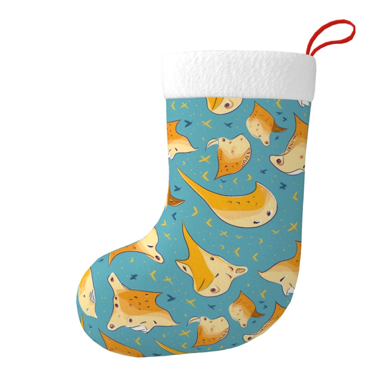 sea animals stingrays Printed Christmas Decorative Socks for storing gift cards, candy, small toys