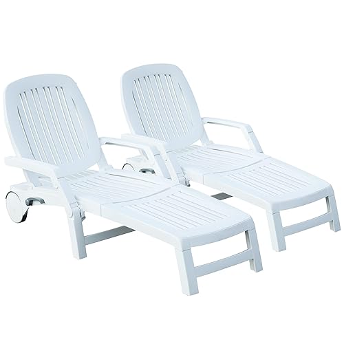 YITAHOME Sillón plegable para exteriores con 6 respaldos ajustables, tumbona plegable junto a la piscina con ruedas, reclinable de plástico para