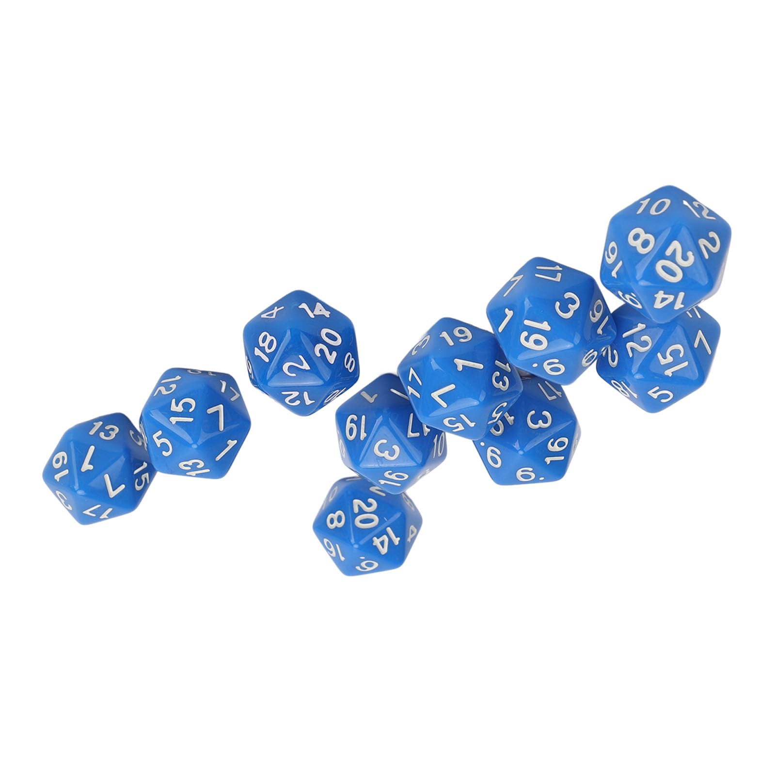 Zestaw Kości Wielościennych, 10 Sztuk 20-stronnych Kości ze Złotymi Liczbami do Gier Stołowych Dungeons and Dragons RPG (BLUE)
