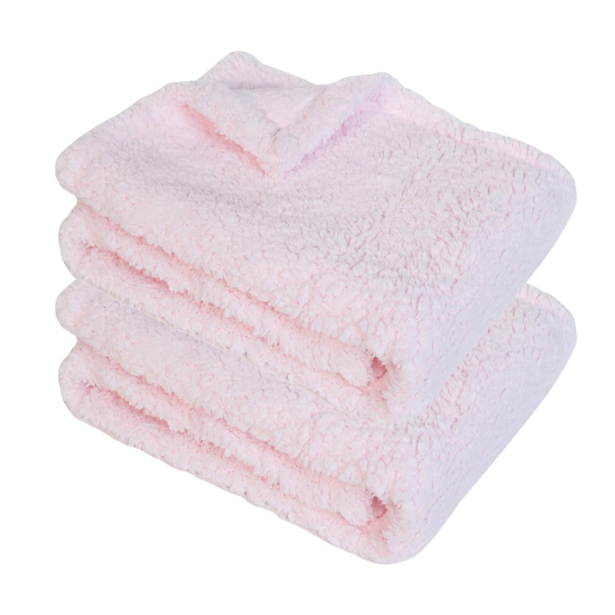 Lot de 2 couvertures imperméables en polaire sherpa pour animal de compagnie de petite et moyenne taille – Couverture en flanelle apaisante pour chien (rose, 216 x 216 cm)