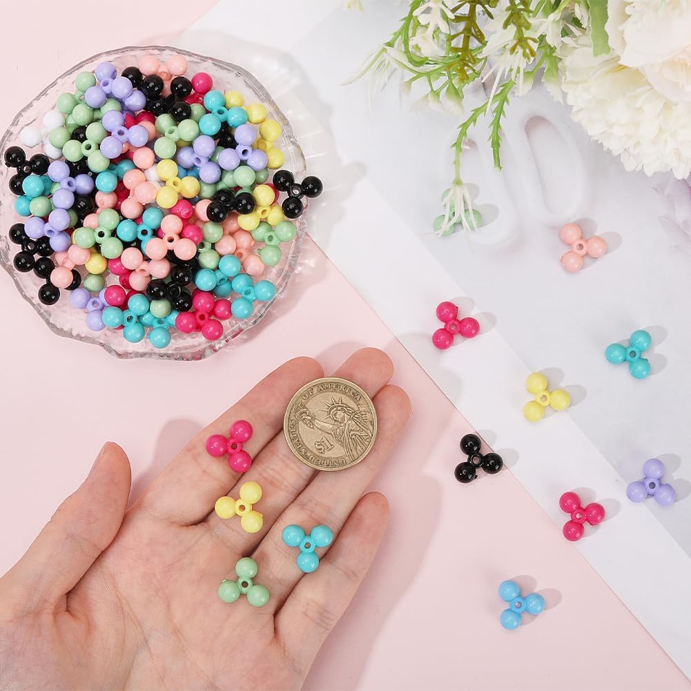 SUNNYCLUE 1 Box 200Pcs Tri Beads Triangle Bead Bulk Plastic Colorful Opaque Acrylic Round Ball Spacers for Jewelry Making DIY Bracelet Necklace Earrings Keychains Craft Hanging Ornament Supplies - Image 3