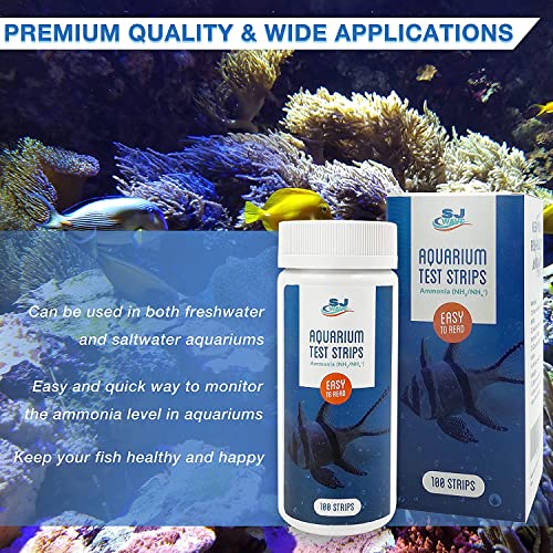 Aquarium Ammonia Test Strips | Fast And Accurate Water Quality Ammonia Testing Kit For Saltwater & Freshwater Aquariums & Fish Tanks – Ammonia Test Kit For Aquarium Helps Keep Fish Safe (100 Strips) #TOP6
