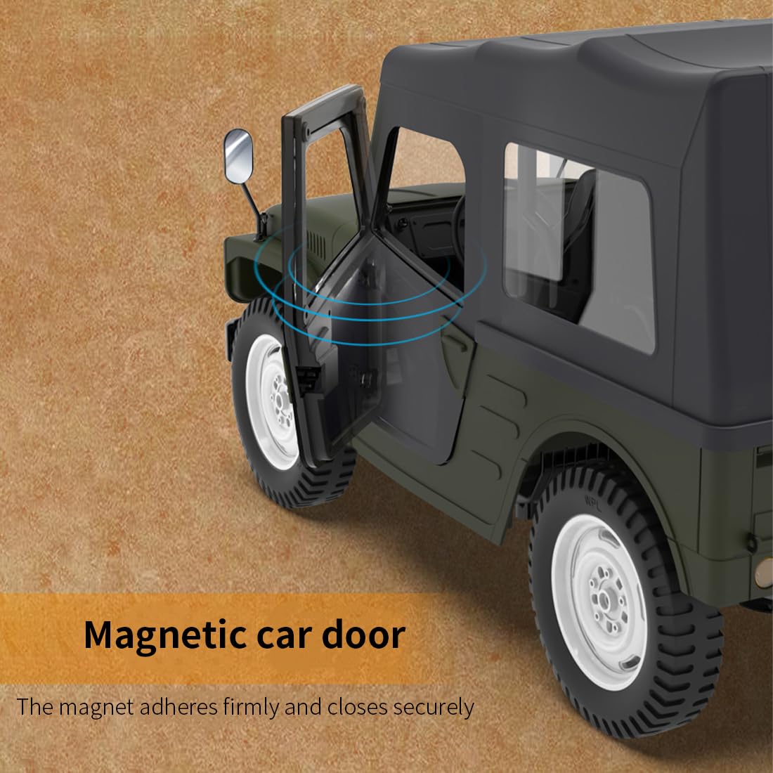 1:10 Ferngesteuerter 4WD-Rock-Crawler, detailgetreues RC-Offroad-Fahrzeug mit Magnettüren, abnehmbarem Dach und Nachtlichtern für Jugendliche und Erwachsene