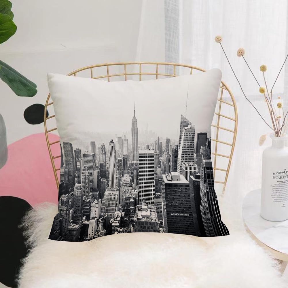 Hyosxw New York, New York, Beyond Manhattan From Th - A2 Cushion Cover,Throw Pillow Case Home Decorative For Living Room Bedroom Sofa Chair 18X18 Inch,New York, New York, Beyond Manhattan From The Skyscrapers Of Urban Global Cultu,Pillowcase 45X45cm