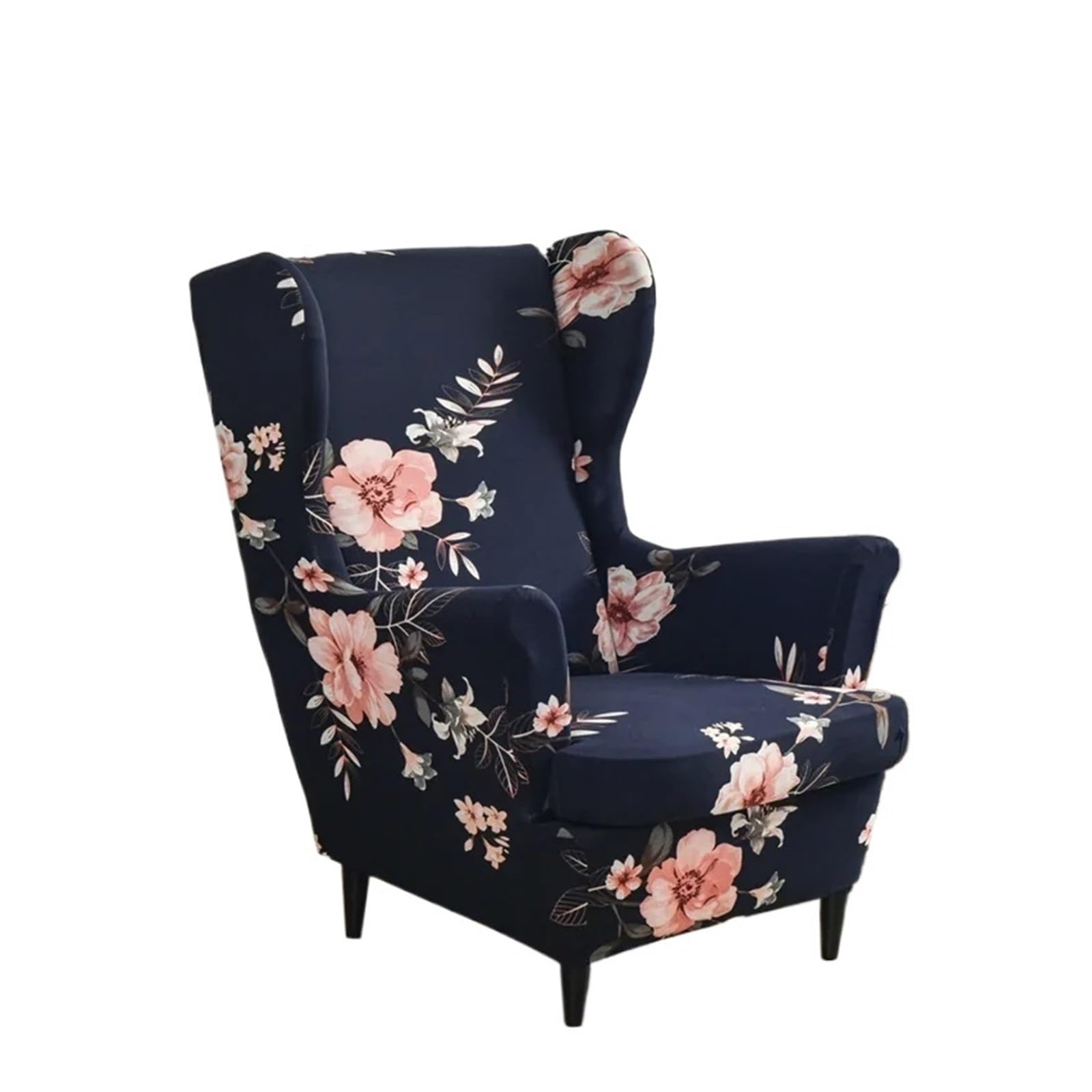 GCYEIDMA Wing Chair Slipcover Floral Printed Wing Chair Cover Stretch Armchair Covers Removable Relax Sofa Slipcovers with Seat Cushion(A10 Wingchair Cover)