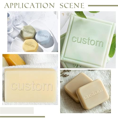 Miniatura 7 de CRASPIRE Sellos de jabón personalizados, sellos de jabón acrílicos hechos a mano, sello de jabón redondo personalizado con asa sello de estampado de