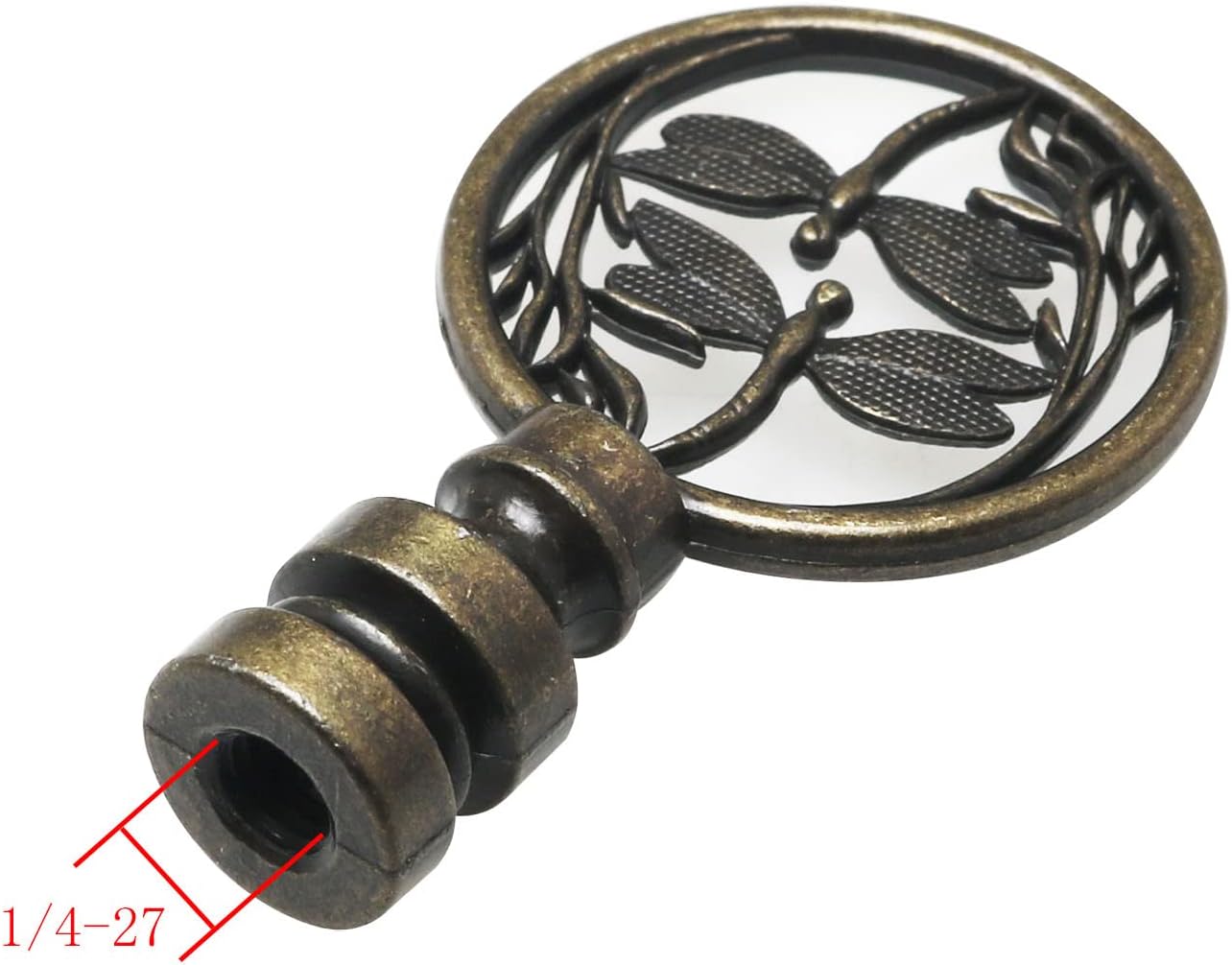 Double Dragonflies Lamp Finials 1-3/8 Inches Lamp Finial Cap Knob, Dragonfly Design Lamp Decoration Hollowing Out Treatment for Lamp Shade