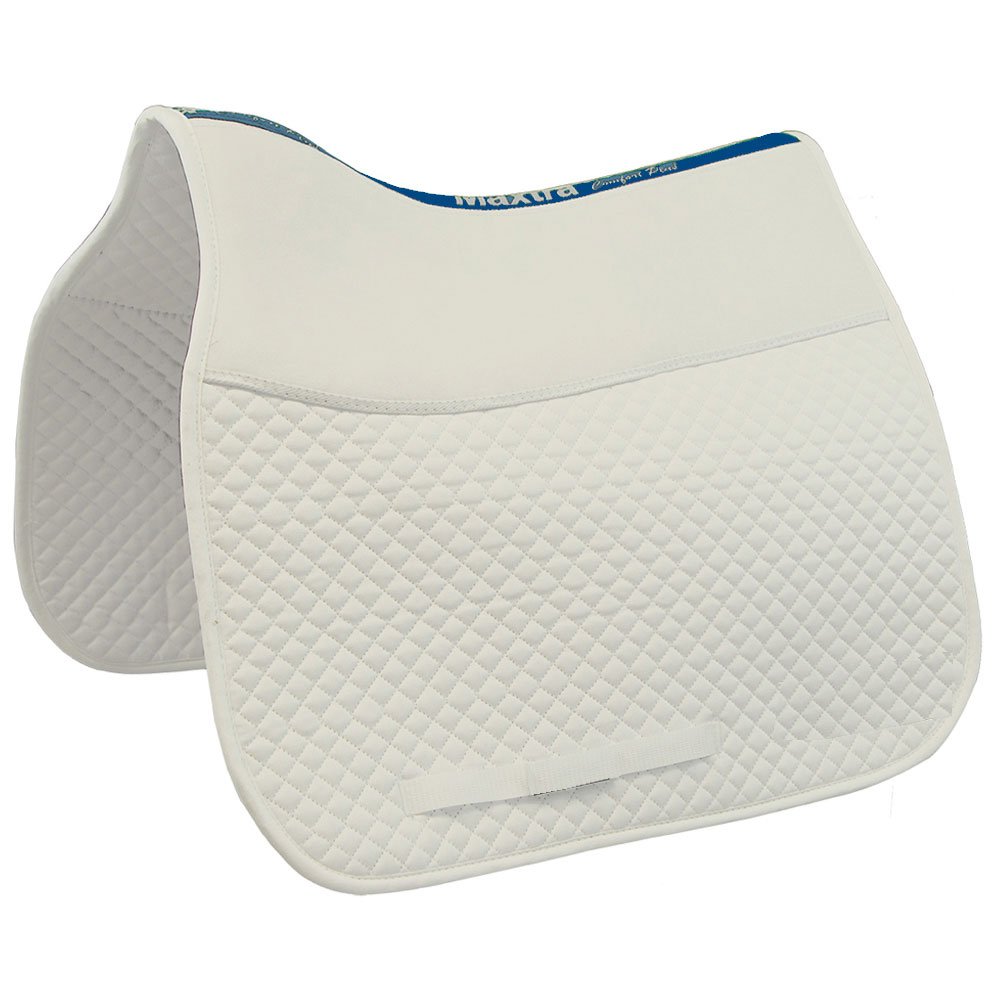 Maxtra by Intrepid International White Dressage Saddle Pad - Comfort Plus for Enhanced Riding Performance, High Wither Relief, and Superior Shock Absorption