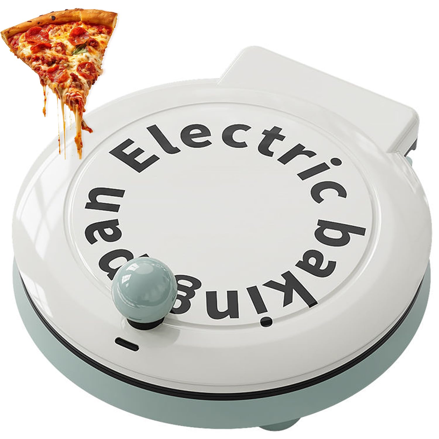 Poêle de cuisson électrique 1000 W, machine à pizza électrique, chauffage double face, four à pizza portable d'intérieur 4 en 1, machine à crêpes et omelettes, 23 cm, vert frit/cuit/cuit/sauté