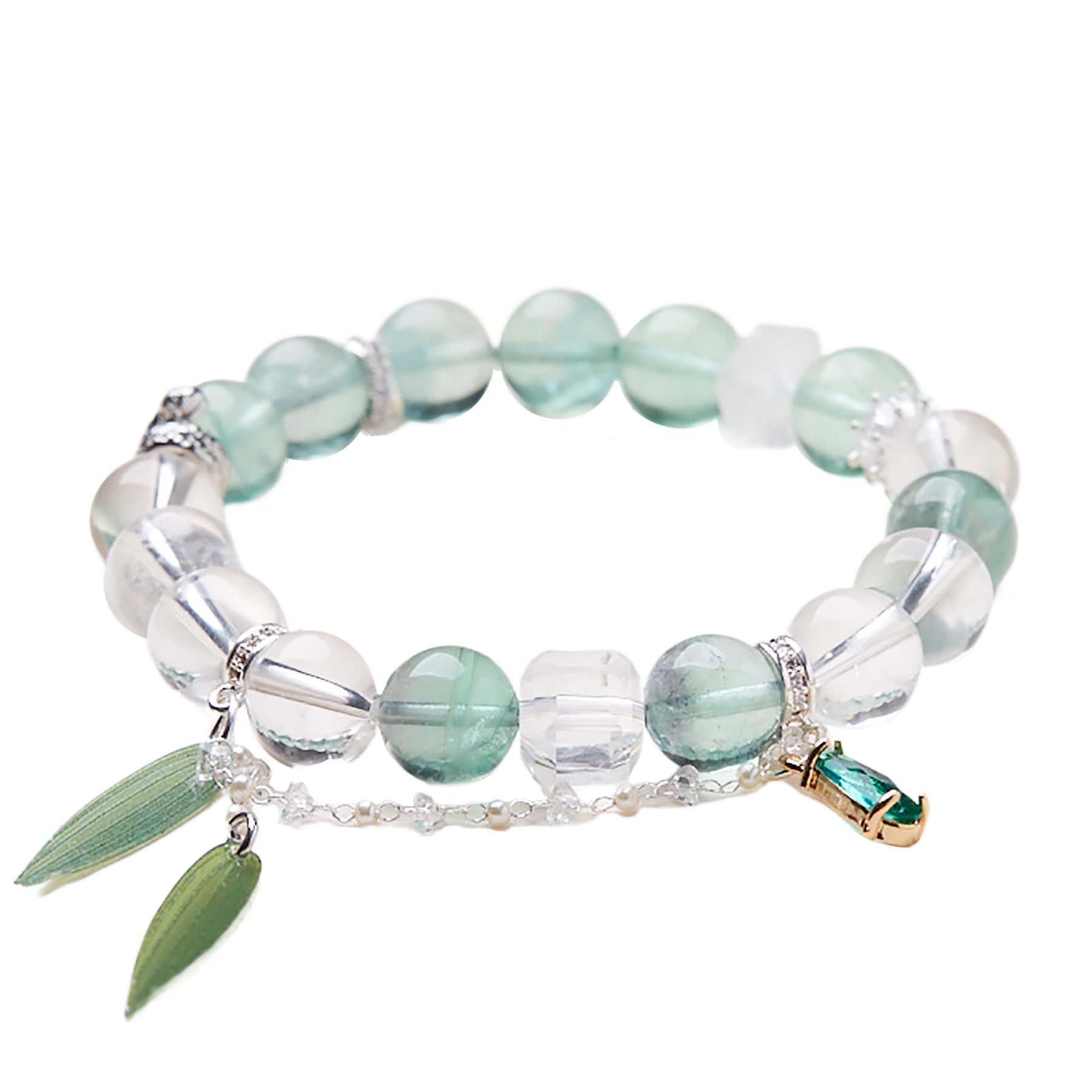 YNIYUJKL Feng Shui Wealth Bracelet White Jade Flourite Bracelet Elegant Snake Charm Zodiac Animal Bracelets,Green Flourite