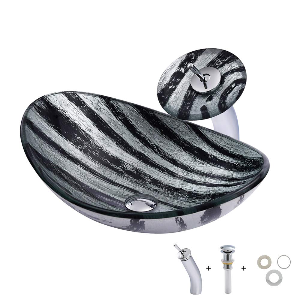 Lavabo rond en verre trempé facile à nettoyer pour salle de bain propre