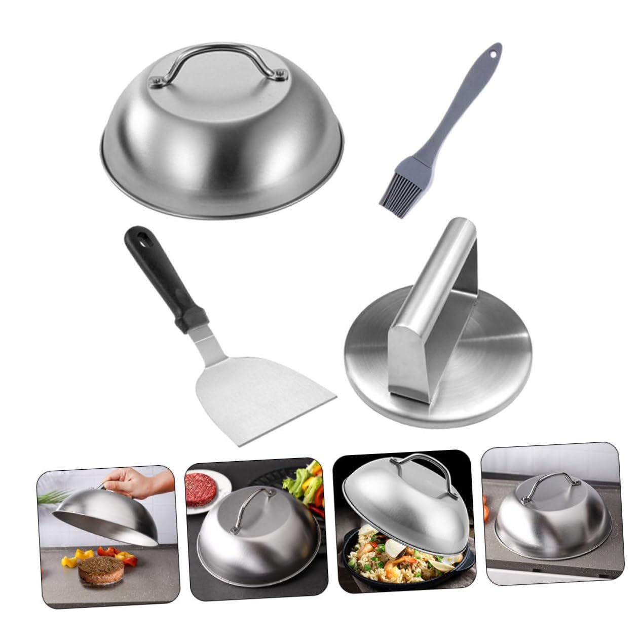 TOYANDONA Stampo per Hamburger in Inossidabile Pressa per Hamburger Manico Utensile per per Pressa per Torta Carne Strumento per Schiacciare