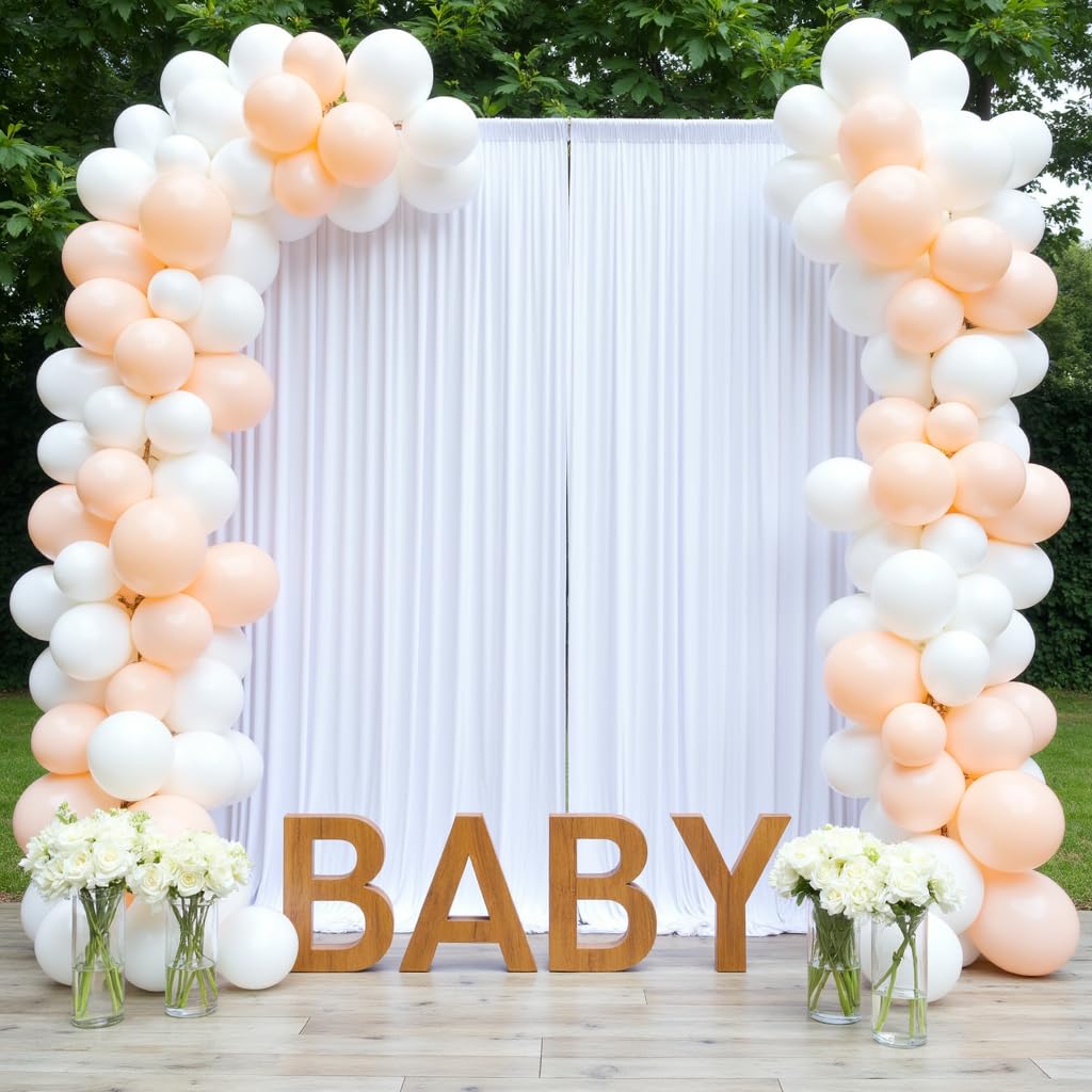 HBBMAGIC 3M × 3M Mariage Fond Blanc Rideau Photo Mur Anniversaire Bébé Douche Baptême