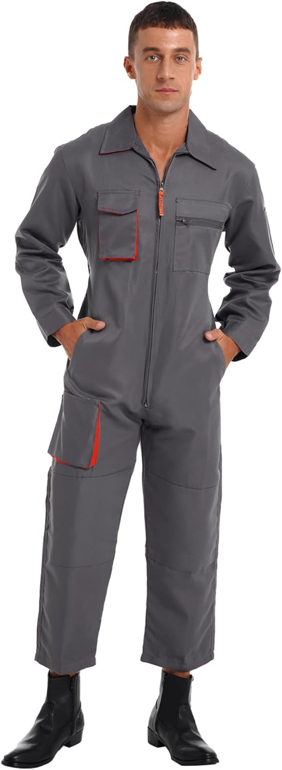 Shinsto Men's Dustproof Workwear Long Sleeve Coveralls Work Jumpsuit Mechanic Uniform