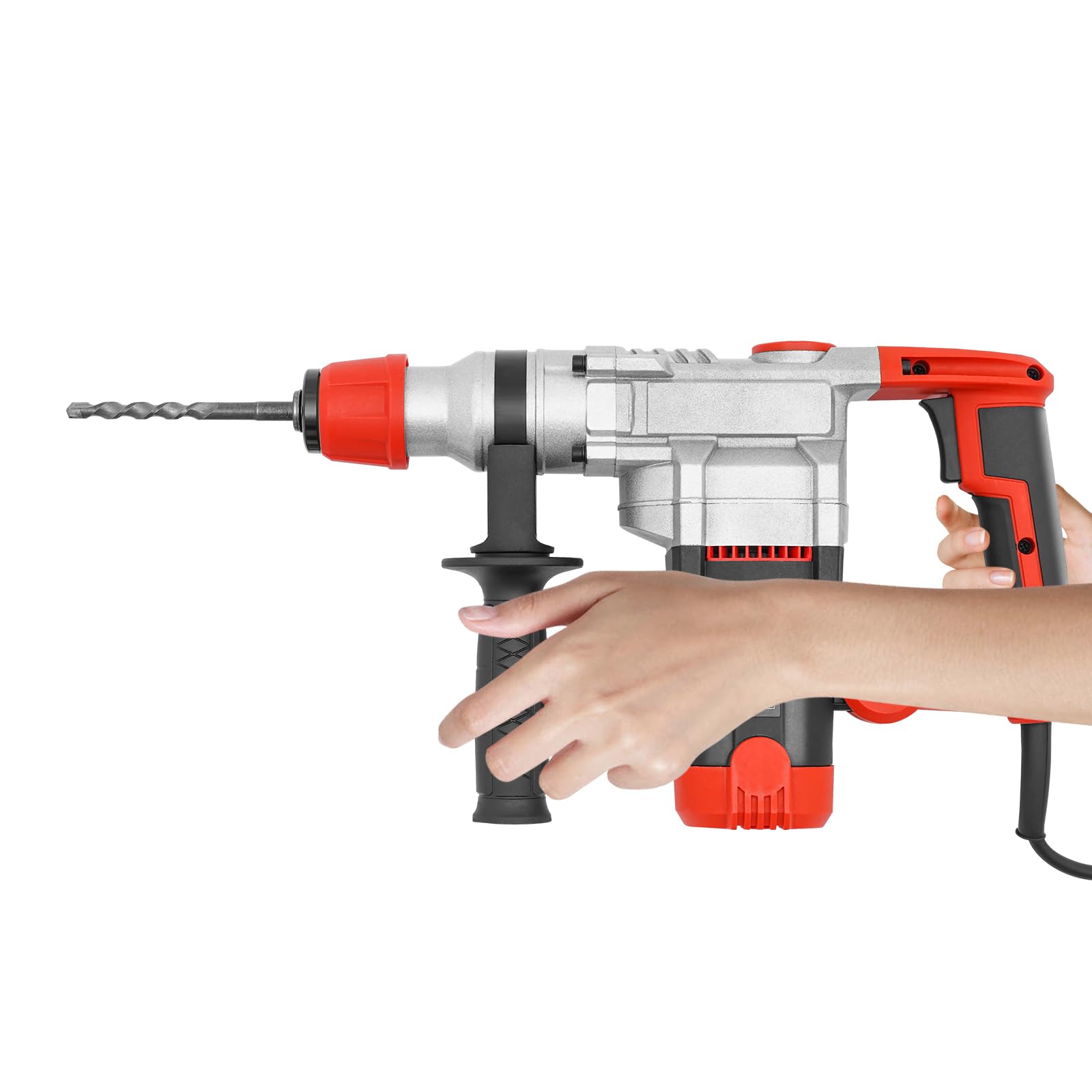 Martillo perforador eléctrico, 2200 W, martillo cincelador, martillo de percusión, martillo de demolición con maletín, 30 cilindros, martillo perforador profesional de alto rendimiento, perforación de