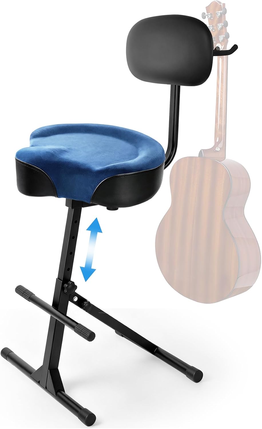 Heavy Duty Guitar Stool with Support Hanger Navy Blue W/Backrest