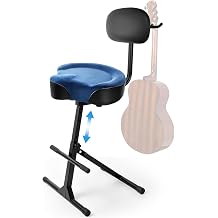 Heavy Duty Guitar Stool with Support Hanger Navy Blue W/Backrest