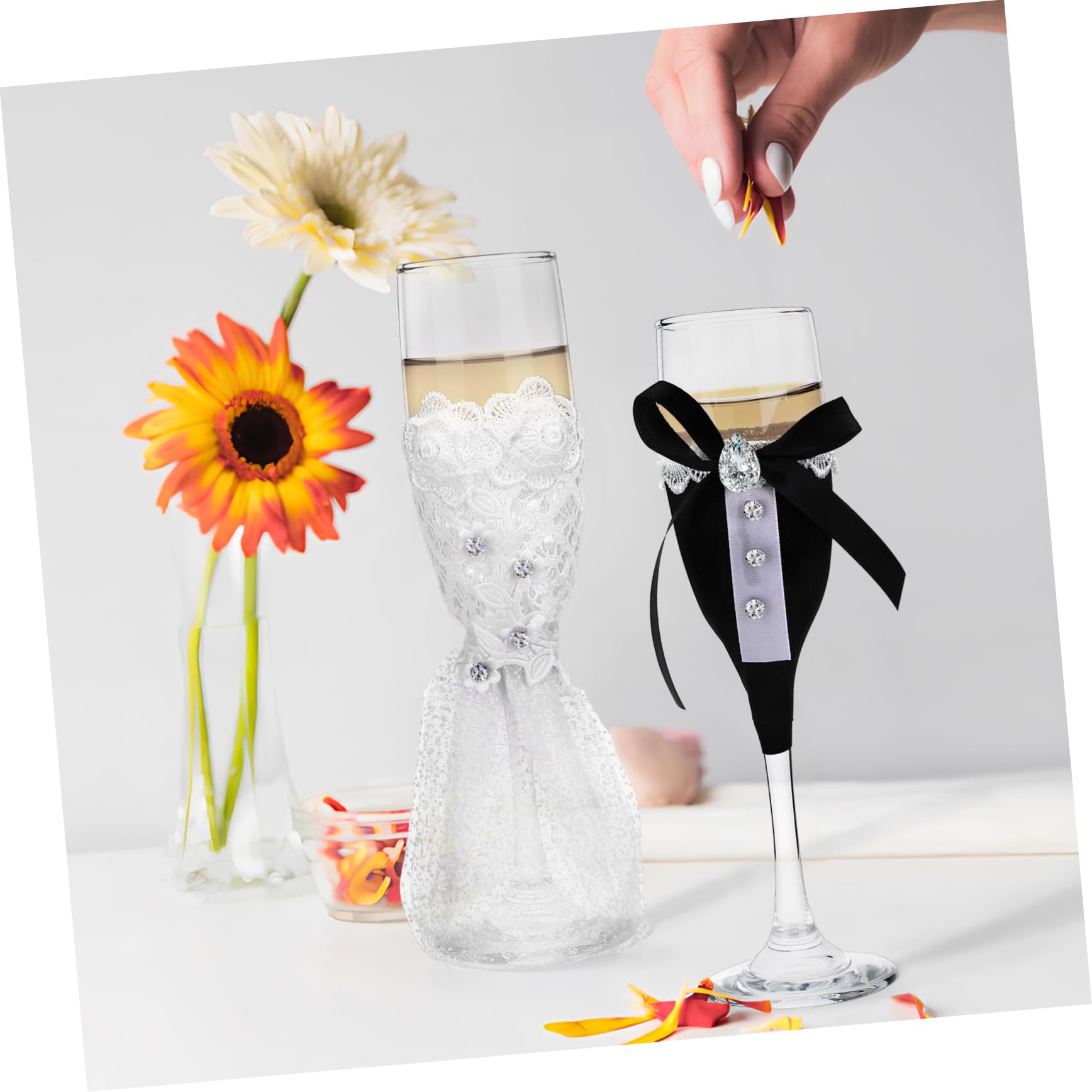 POPETPOP Coupe de Mariage en Verre Lot de 1 Set, Design Élégant pour Toasts | Finition Arrondie, Prise en Main Confortable, Capacité Optimale, Usage Fêtes et Célébrations