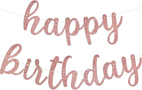 BEISHIDA Cartel azul de feliz cumpleaños  No DIY  Cartel azul para fiesta de cumpleaños en escritura  pre-encordado  Guirnalda de cumpleaños azul