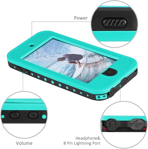 Miniatura 4 de MixMart Funda impermeable para iPod Touch 5, 6, 7 generación, compatible con iPod 765, funda protectora impermeable, a prueba de golpes, a prueba de