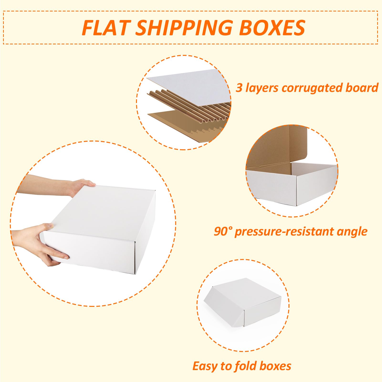 HORLIMER Lot de 15 boîtes d'expédition en carton ondulé blanc 33 x 25,4 x 10,2 cm, 15 autocollants inclus