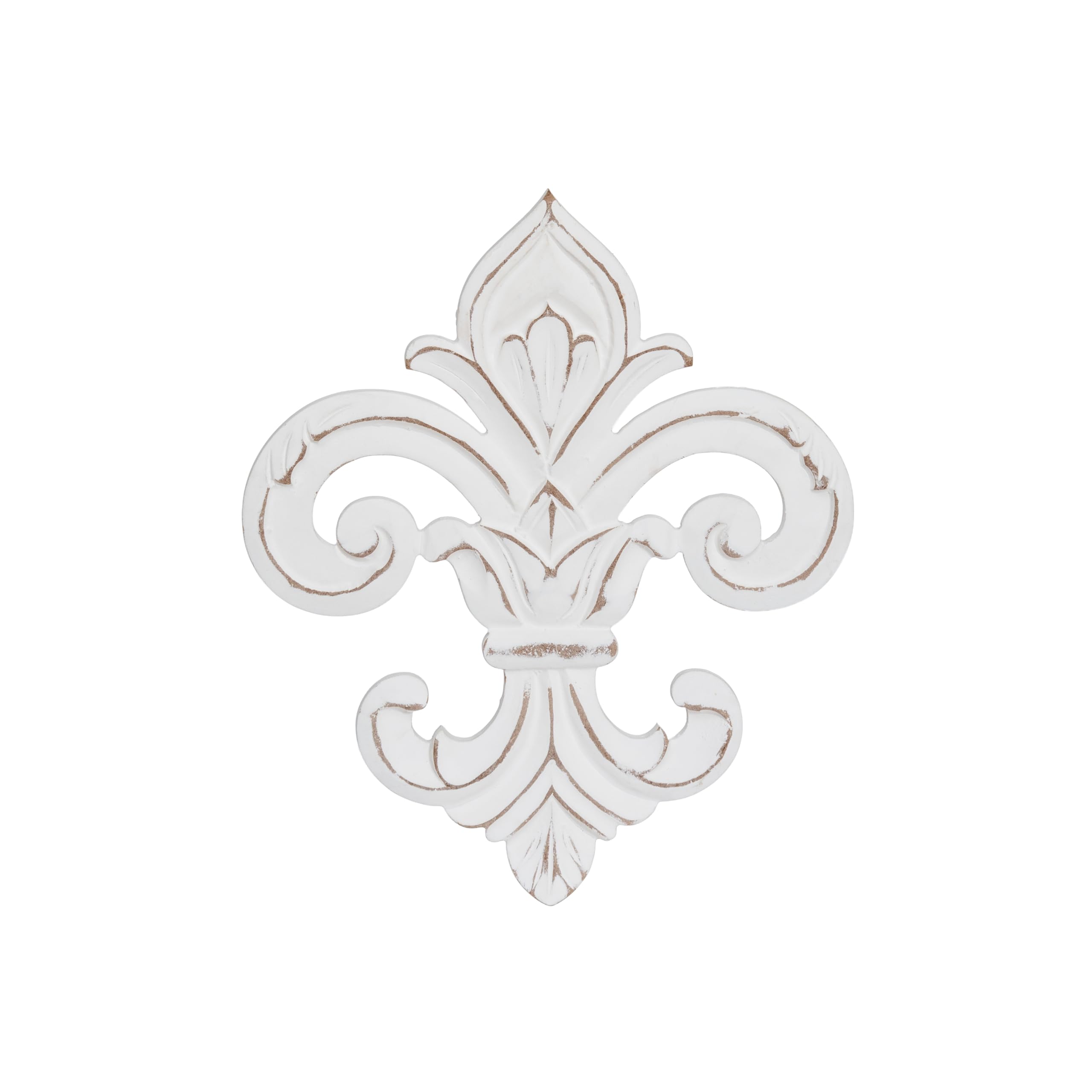 JFY Designs Fleur De Lis Hand Carved Decoration Plaque For Bedroom Décor