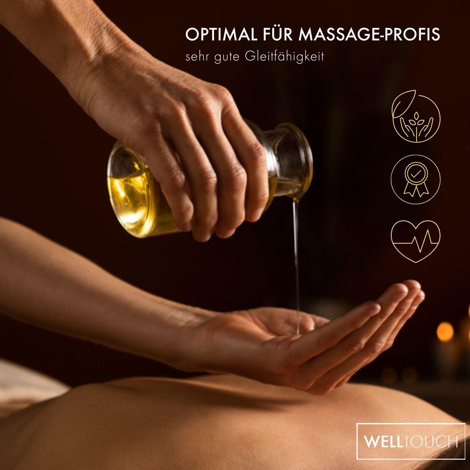 WellTouch Basic Massage Oil,10-Liter-Kanister, neutral, reizfrei, sparsam im Verbrauch, Massage-Öl in Profi-Qualität für Physiotherapie, Spa & Wellness