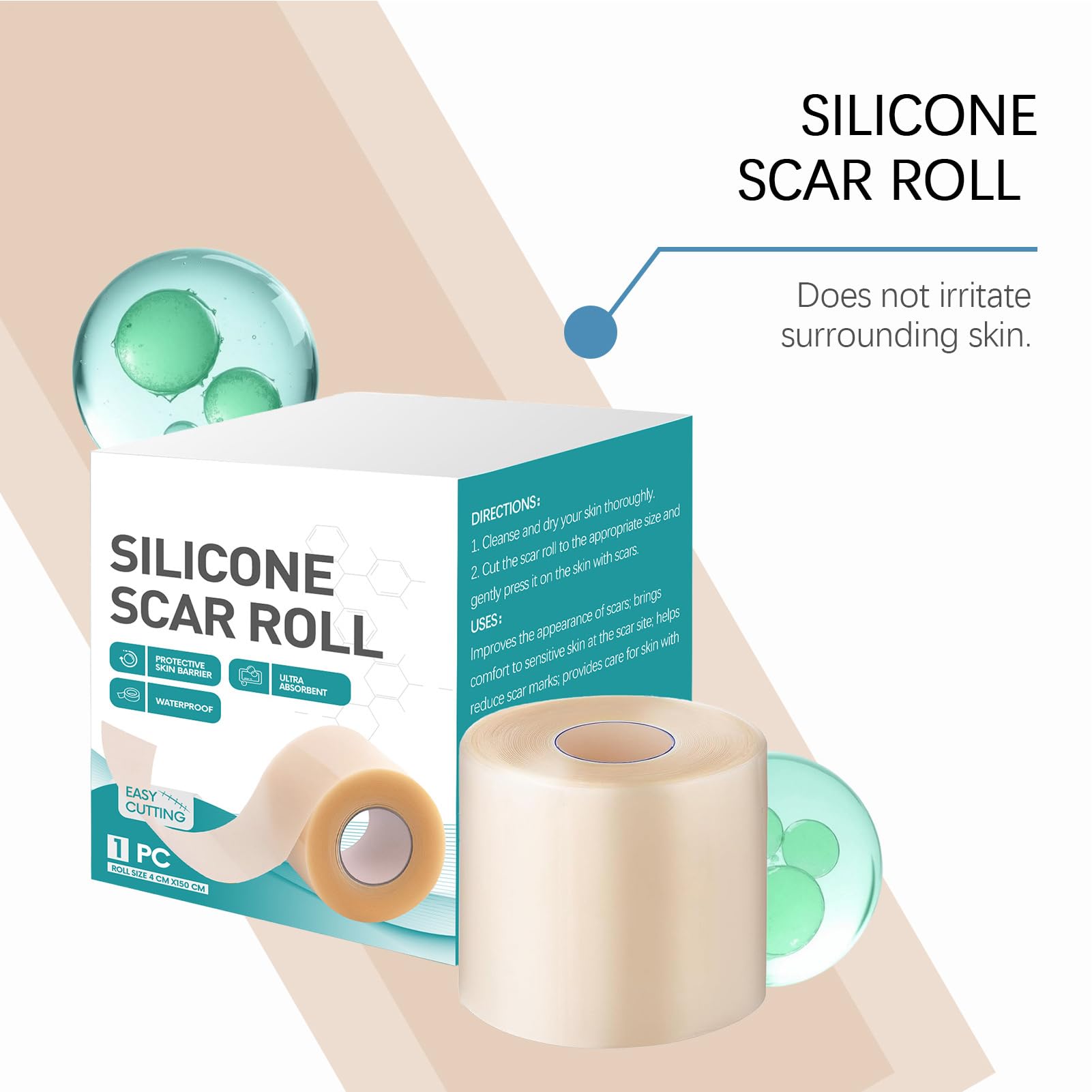 Fogli di cicatrici in silicone, nastro per il viso in silicone per la guarigione delle cicatrici da ustioni - Strisce di riparazione della guarigione veloce Provazioni di bellezza