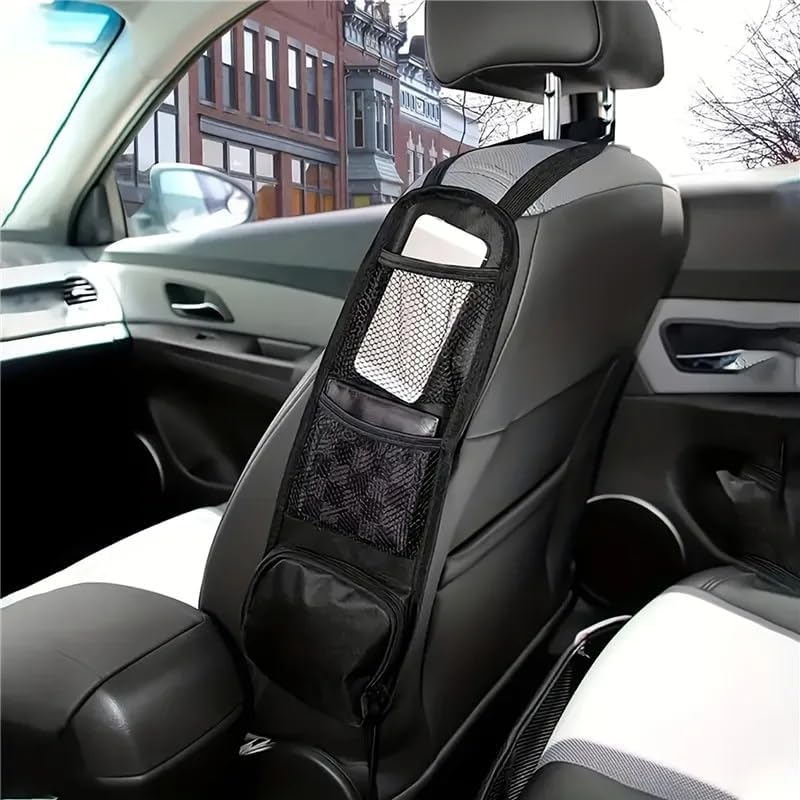 Car Seat Organizer with Multi-Pocket Storage and Drink Holder Black