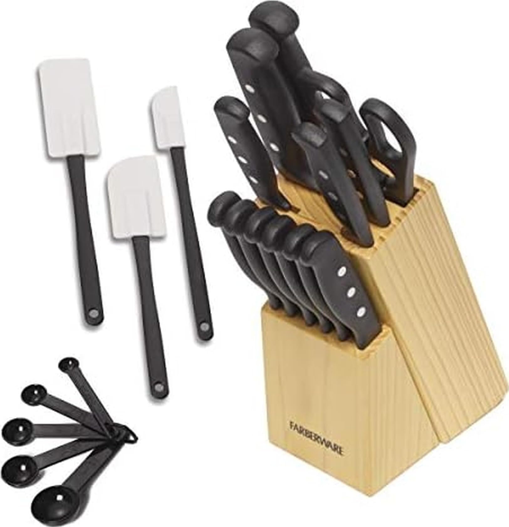 Knife Block Set 22-Piece Kitchen Knife Set with High-Carbon Stainless Steel Blades, Non-Slip Handles, Chef Knife, Santoku, Steak Knives, Scissors, Sharpening Steel, and Storage Block