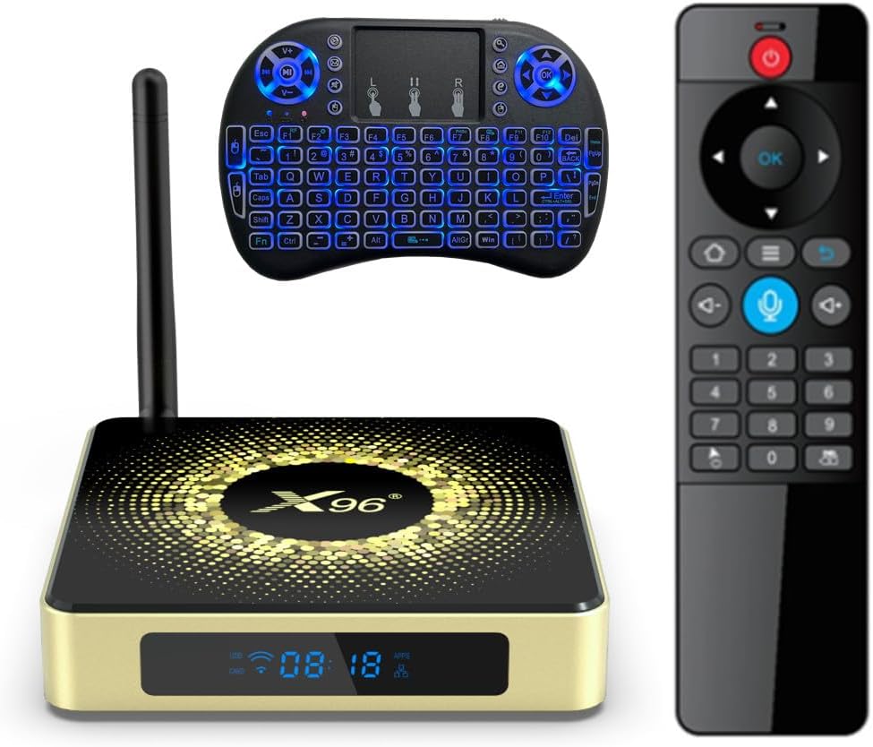 X96 X10 8K Ultra HD Android TV Box Android 11.0 Amlogic S928X LPDDR4 8GB RAM 64GB ROM WiFi6 1000M BT5.2 USB3.0 Support AV1 8K 60fps H.265 HDR Set Top tv Box with i8 keyboard