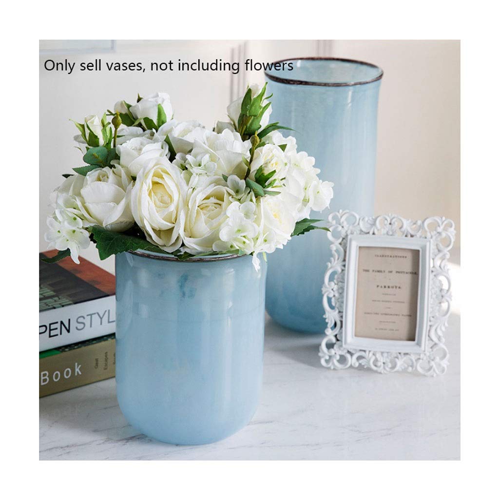 Jarron Jarrón de la Moda nórdica Jarrón de Vidrio Florero Manual Azul Claro Retro jarrones de hidroponía for la decoración del hogar Mesa de Botella de Flores y Boda Decoración de sobremesa