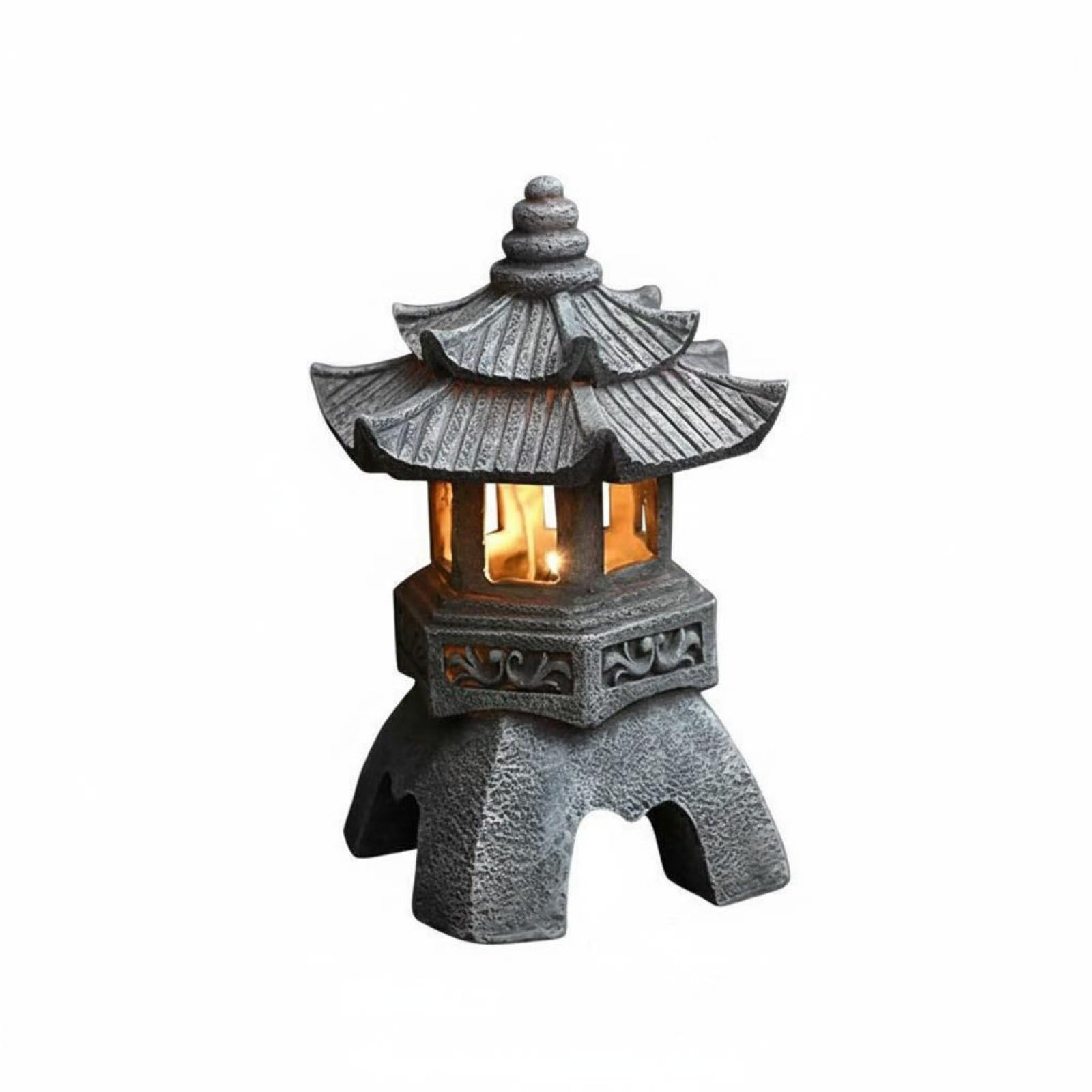 Automatic Lighting Solar Pagoda Lantern Energy Efficient Stone Pillar Light Warm Radiance Zen Garden Lamp Weather Resistant for Pathway, Yard, Pointed Top | Home & Garden-image-31