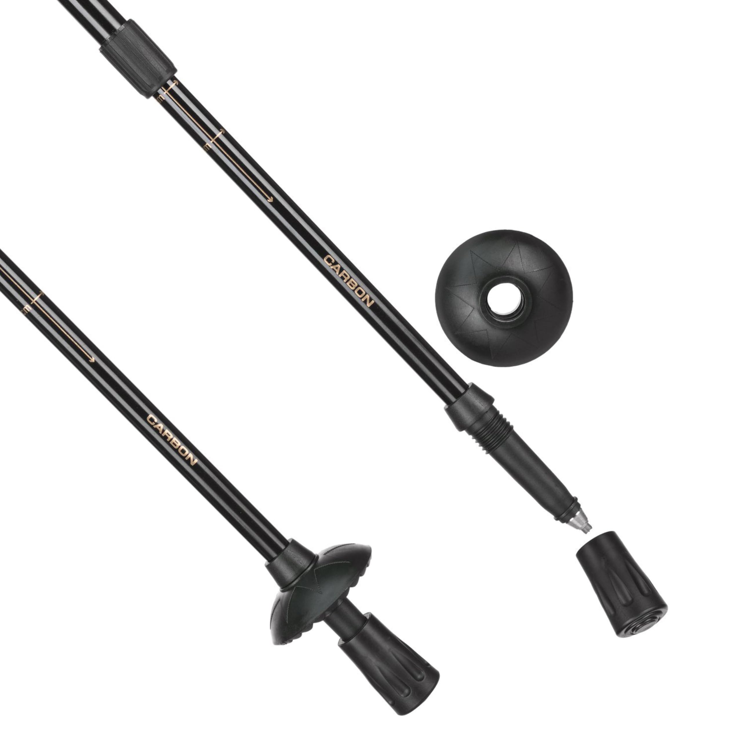 Carbon Wanderstöcke, Ultraleichte Trekkingstöcke, Nordic Walking Stöcke mit Gummistopfen, 110 oder 115 cm, Einteilige Trekkingstöcke, Gehstöcke mit Gummipuffer für Damen und Herren
