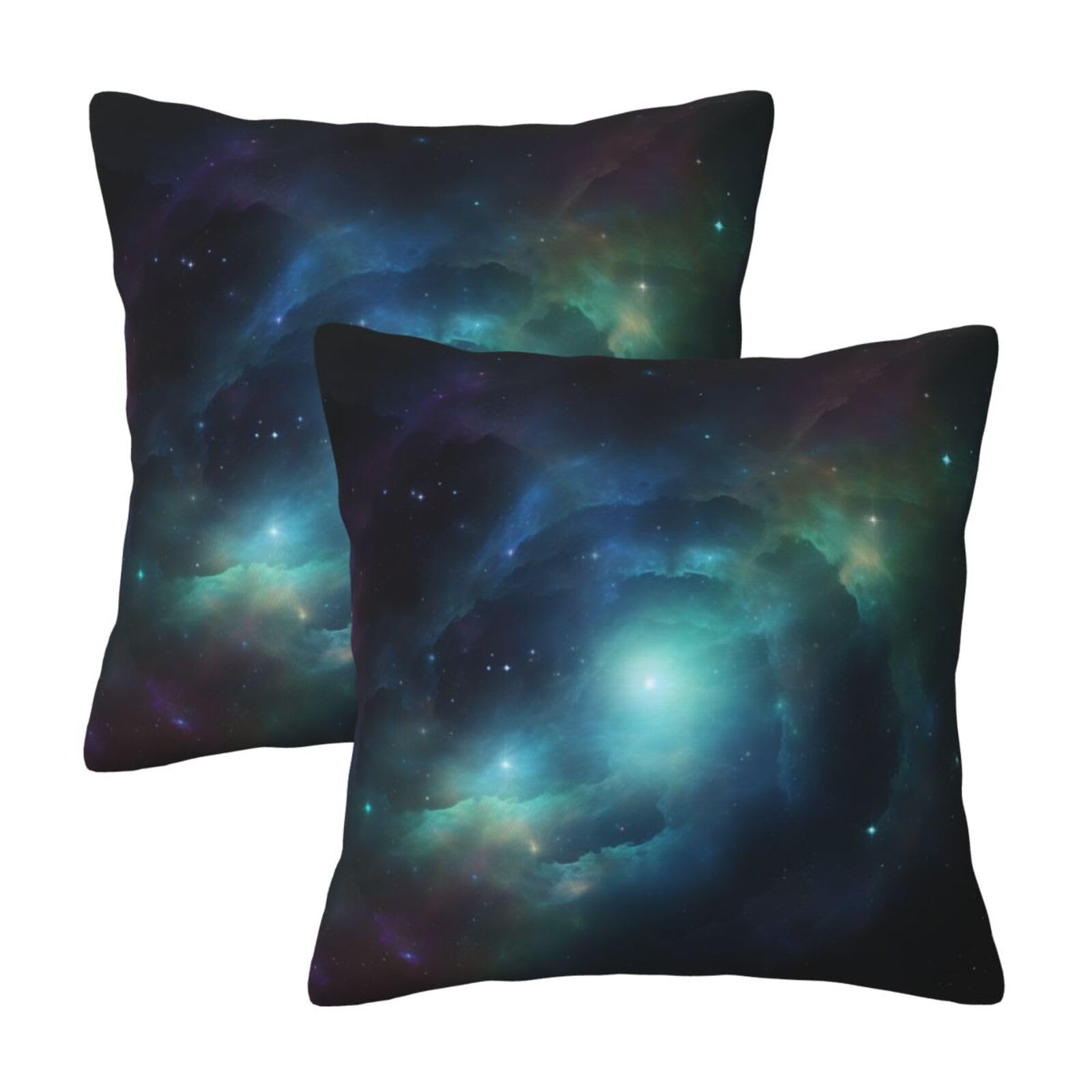 Galaxy Background Throw Pillow Cases 2 Pack Square Pillowcases Soft Pillow Protectors for Couch Livingroom Sofa Bed Office Car,40x40 CM
