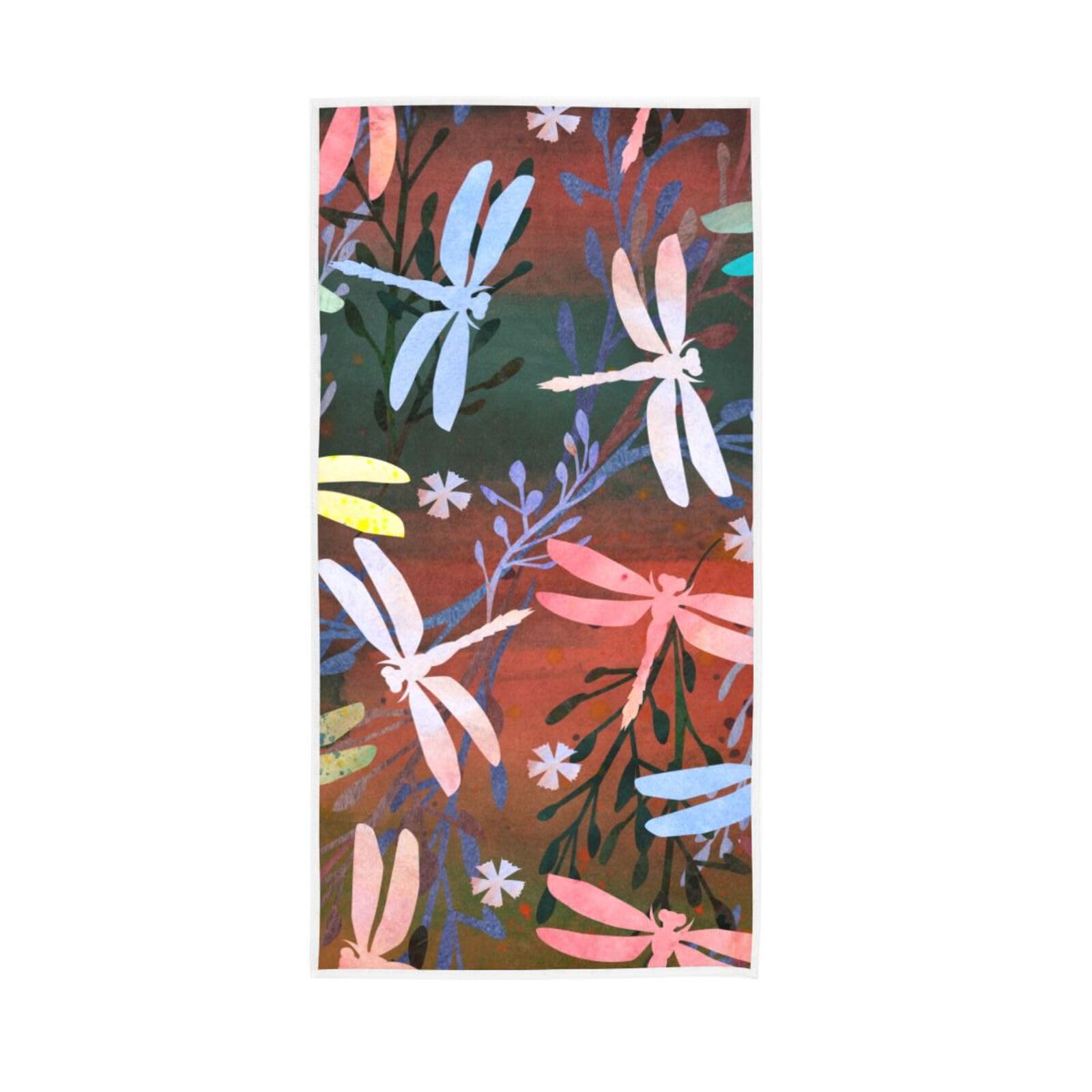 HUYGD Colorful Dragonfly Bathroom Hand Towels, 15 x 30 Inch Hand Towels Decorative Salon Towels Bulk Face Towel for Drying Face