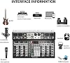 GAX-MF8 8 Channel Audio Mixer 16 Digital Reverb Effect 3 Band Equalizer Mixing Console with USB + 48V Phantom Power