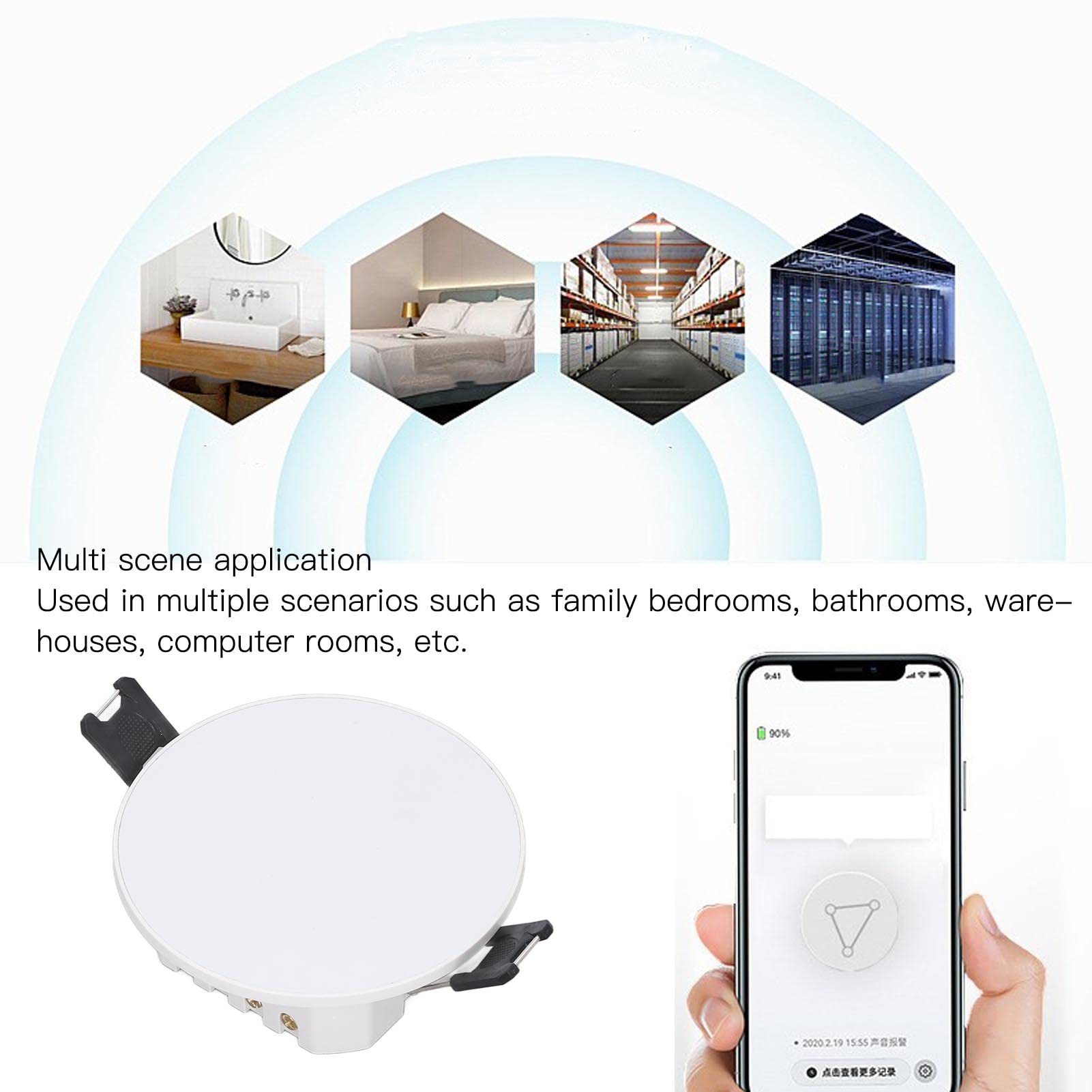Aramox Sensore Umano Intelligente, Sensore di Movimento Umano ABS, Rilevamento del Soffitto da 0,3 a 9 M, Rilevamento Statico e di Movimento, Controllo App per la Sicurezza Domestica