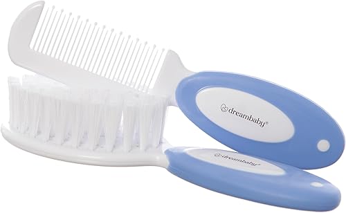 Miniatura 4 de Dreambaby Juego de cepillo y peine de cerdas supersuaves de lujo, con mango de fácil agarre para niños pequeños, color rosa, modelo L328