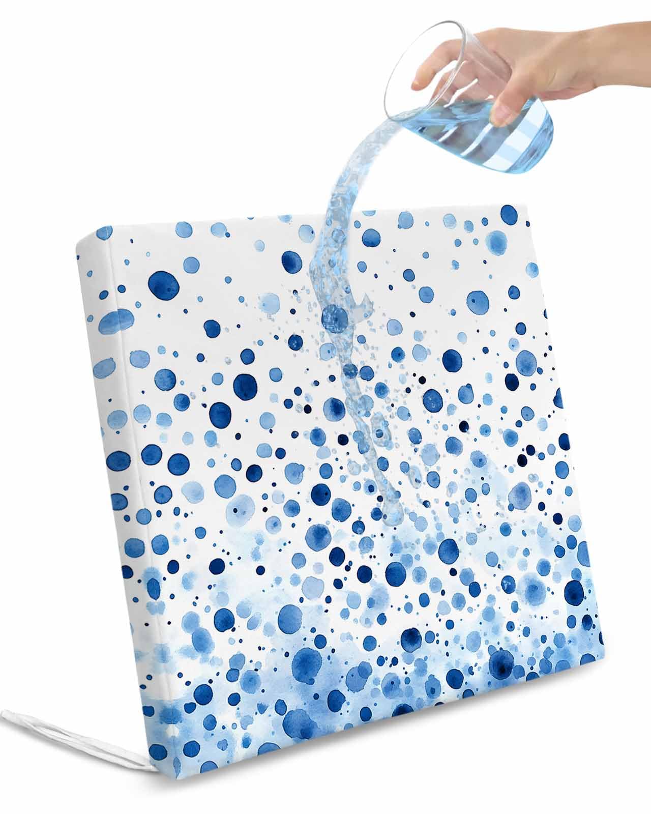 Hokiten Blue Polka Dot Outdoor Cushion Chair Cover Set of 2 - Waterproof Couch Seat Covers, Modern Art Abstract Watercolor Dot Patio Furniture Protector Cushions Slipcovers for Sofa/RV, 22