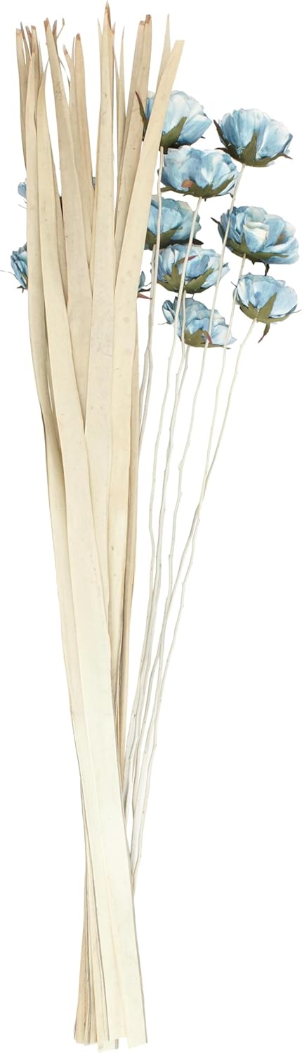 Deco 79 Dried Plant Home Decor Natural Foliage Tall Natural Dried Foliage with White Stems, Foliage for Decoration 12" x 12" x 50", Blue
