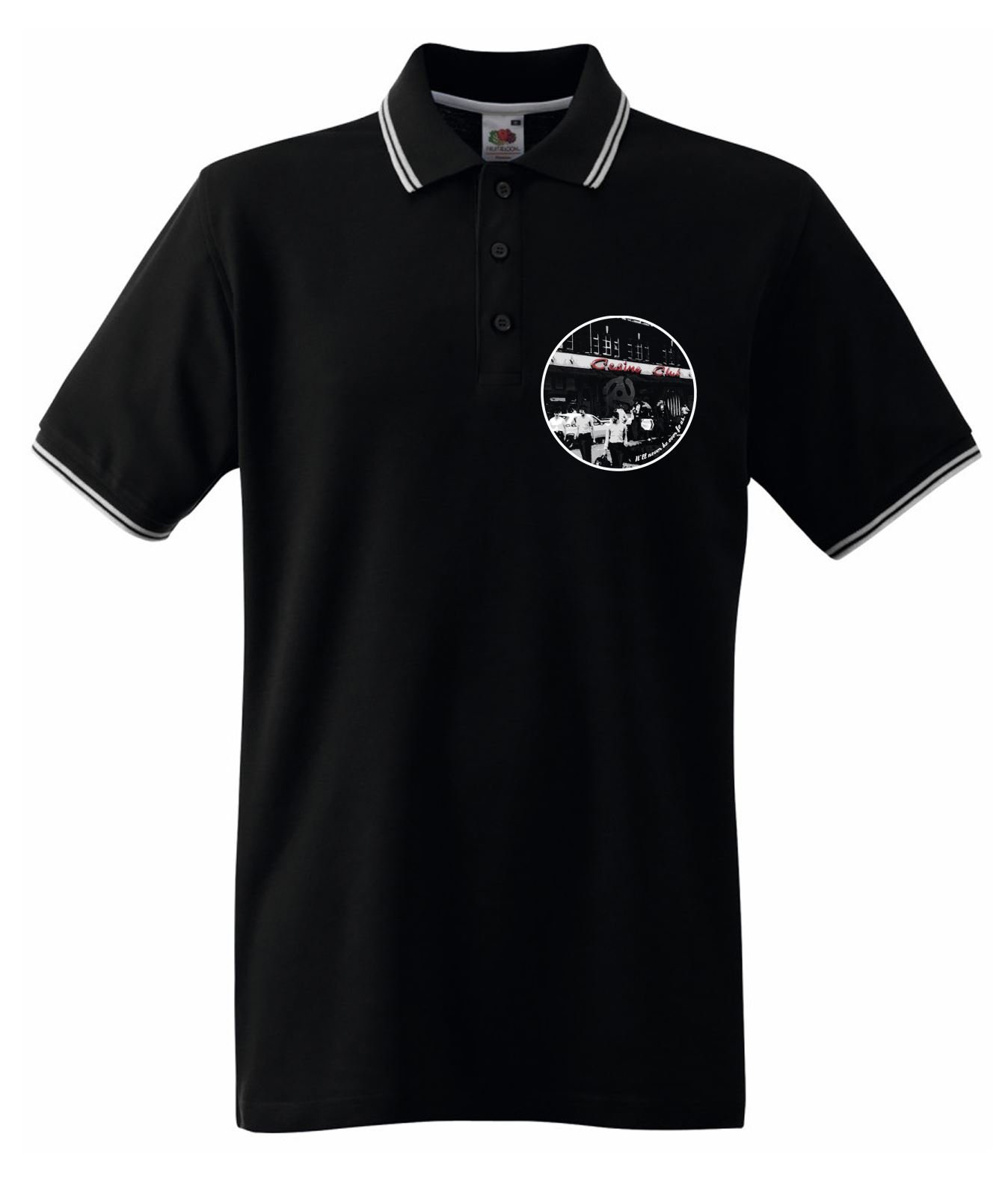 Tribal T-Shirts Wigan Casino It'll Never Be Over for Me Logo Men's Contrast Tipped Polo Shirt (Small, Black)