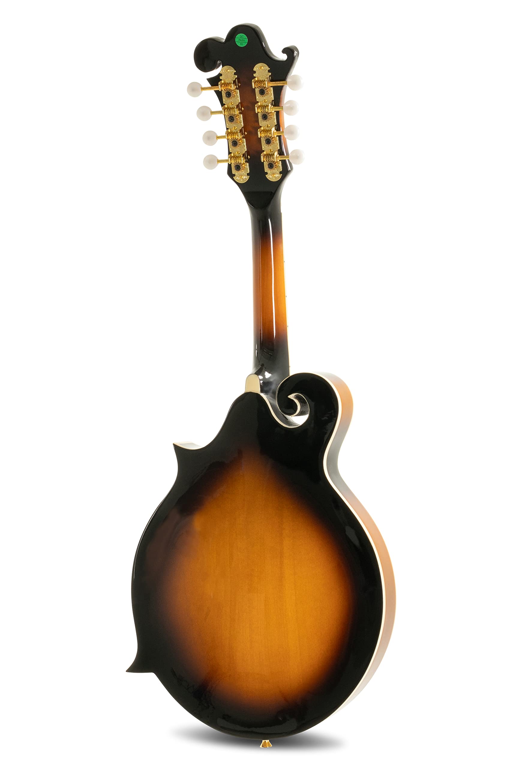 GEWA Mandolino F-1 Select - Tavola armonica in abete - Fondo/fasce in acero - Meccaniche dorate - Ponte regolabile in altezza - Incl. custodia Premium - Finitura lucida Vintage Sunburst